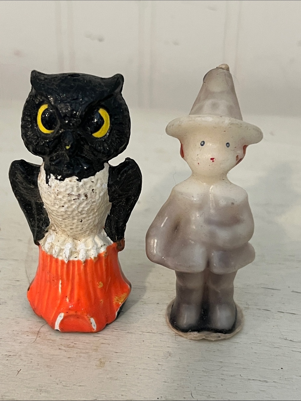 2 Vintage Gurley Halloween Thanksgiving candles cat tavern